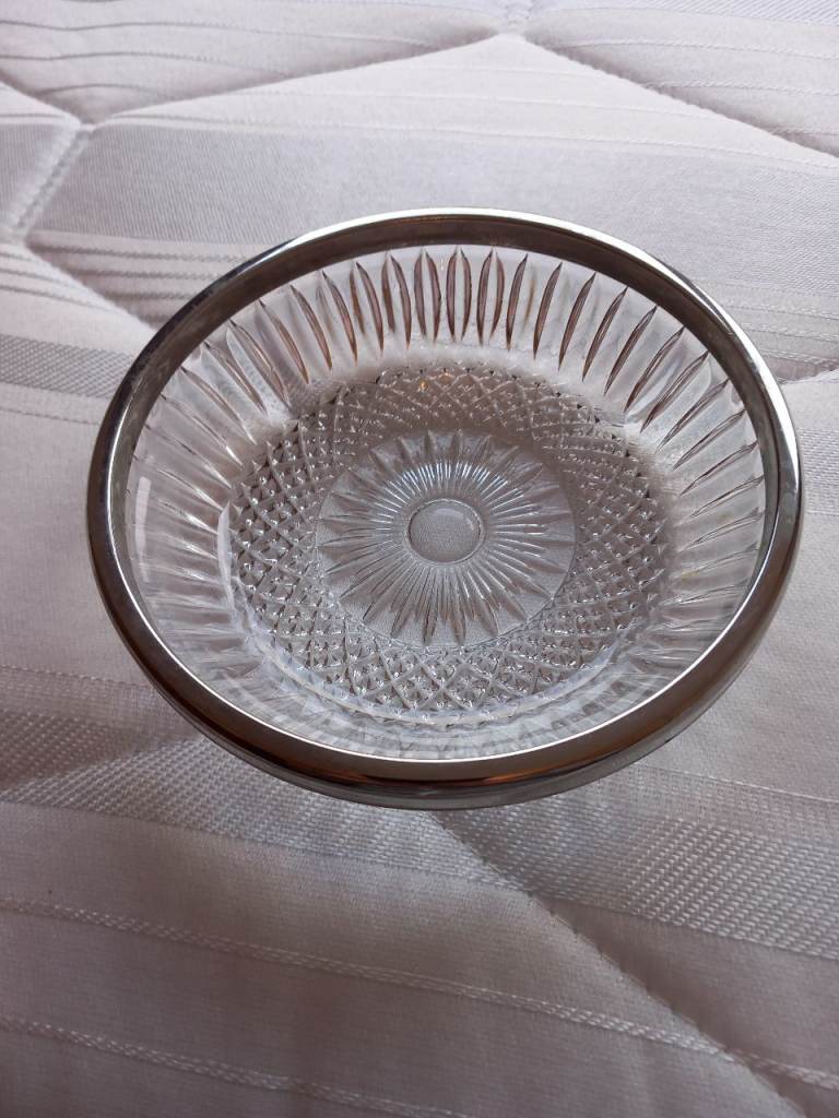 Vintage glass silver rim bowl