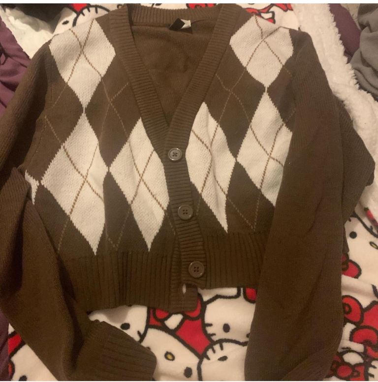 Brown cropped cardigan size small