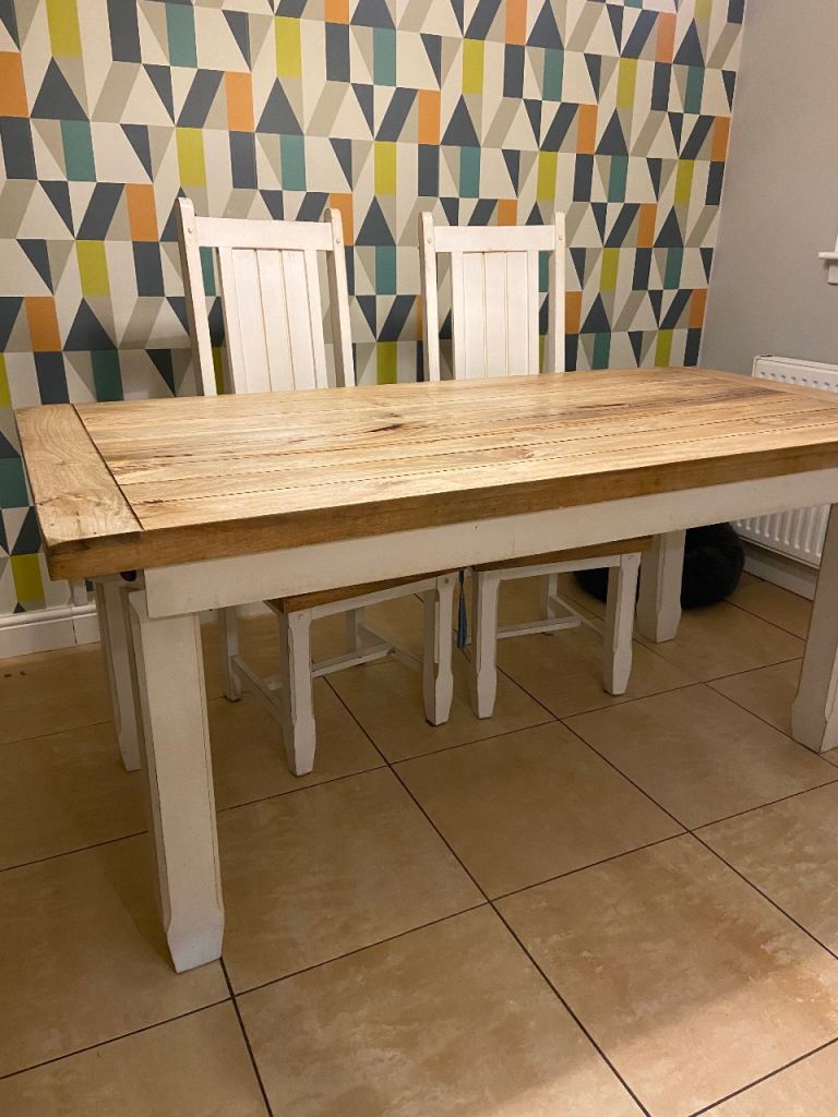 Mango wood dining table with 6 chairs 