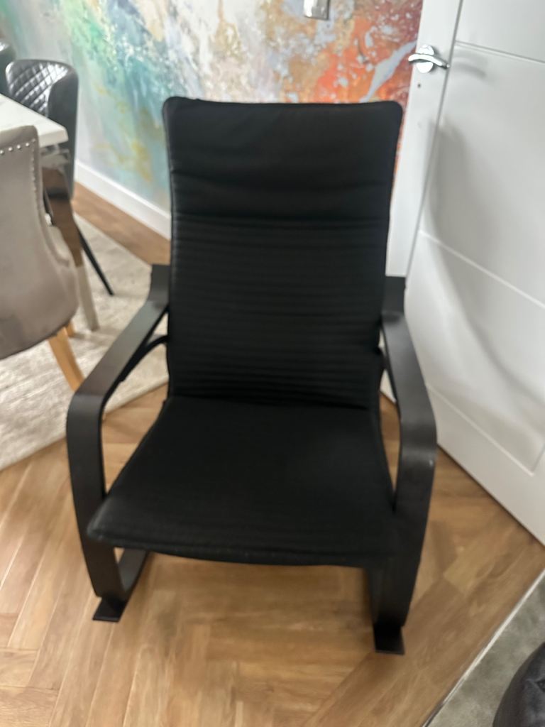 IKEA poang Black Wooden Armchair with Fabric Cushion – Good Condition ...