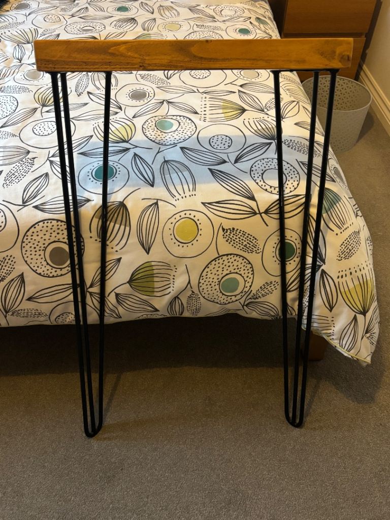 Rustic oak hairpin radiator cover / shelf