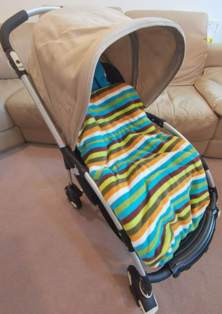 Bugaboo Bee+ with Sand Sun Canopy (Boxed), car seat adapters and John Lewis foot muff