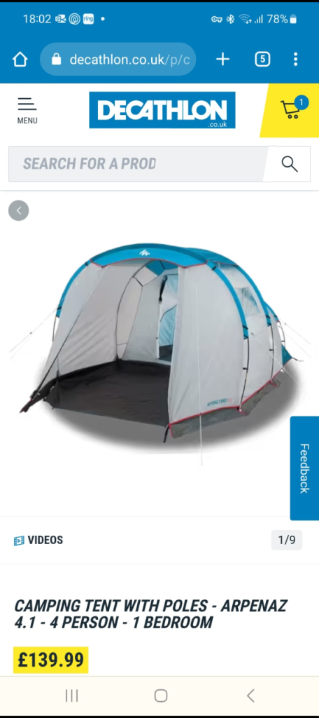 Decathlon Arpenaz 4.1 Tent - 4 Person, 1 Bedroom