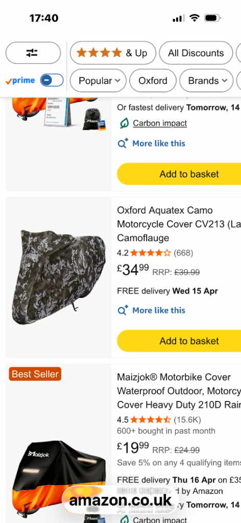 Oxford motorbike large cover 
