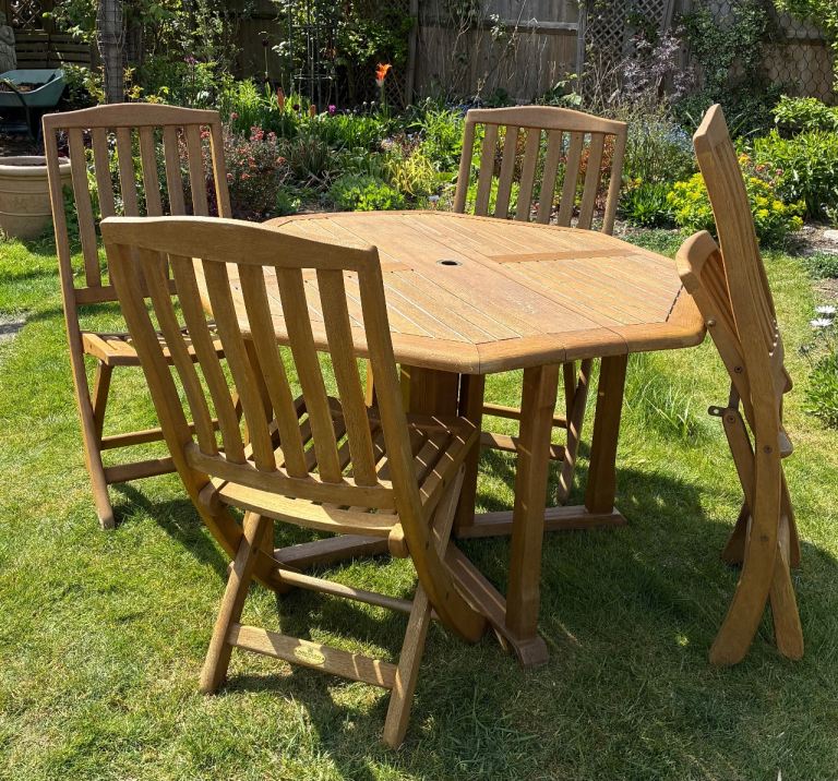 Alexander Rose Teak Folding Garden Table & 4 Chairs
