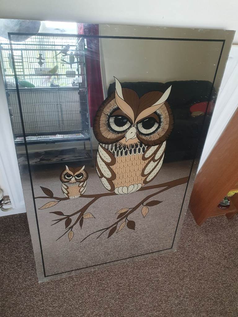 Large antique owl mirror