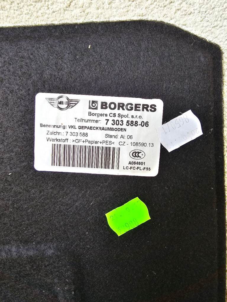 Mini rear lower boot floor cover