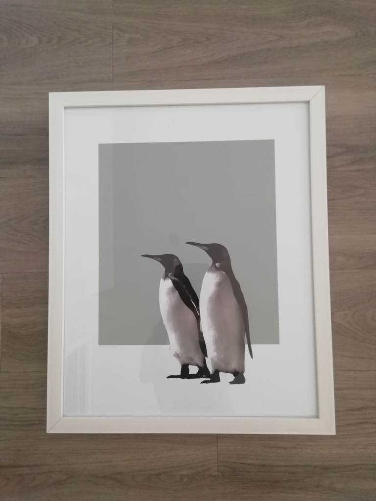 Professionally framed Designer print - 2 penguins