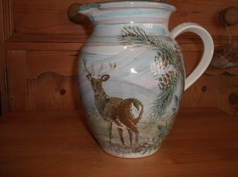 image for Collectable Large Scottish Tain Pottery Highlands and Red Deer Design Jug