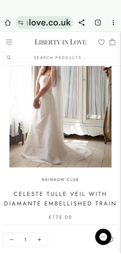 Wedding veil with diamante train 