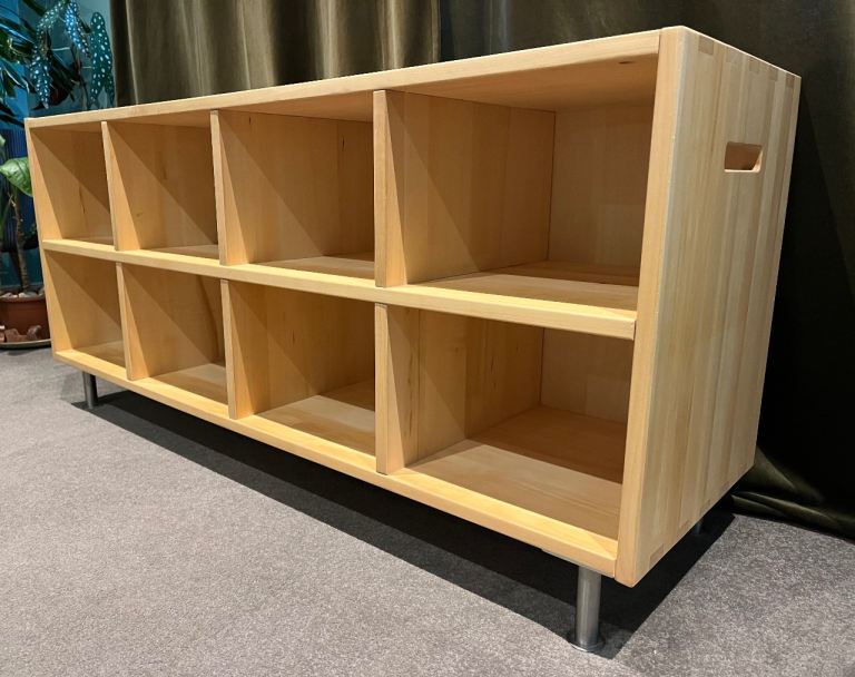 1970s Scandinavian Solid Pine Media Cabinet / Multi-Use Storage Bench