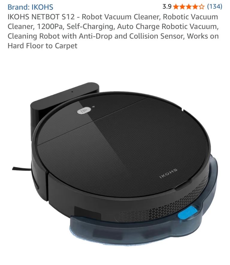 IKOHS Smart Robot Vacuum Cleaner NetBot S12 with Mop