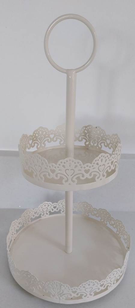 Cream 2 tier presentation/cake stand