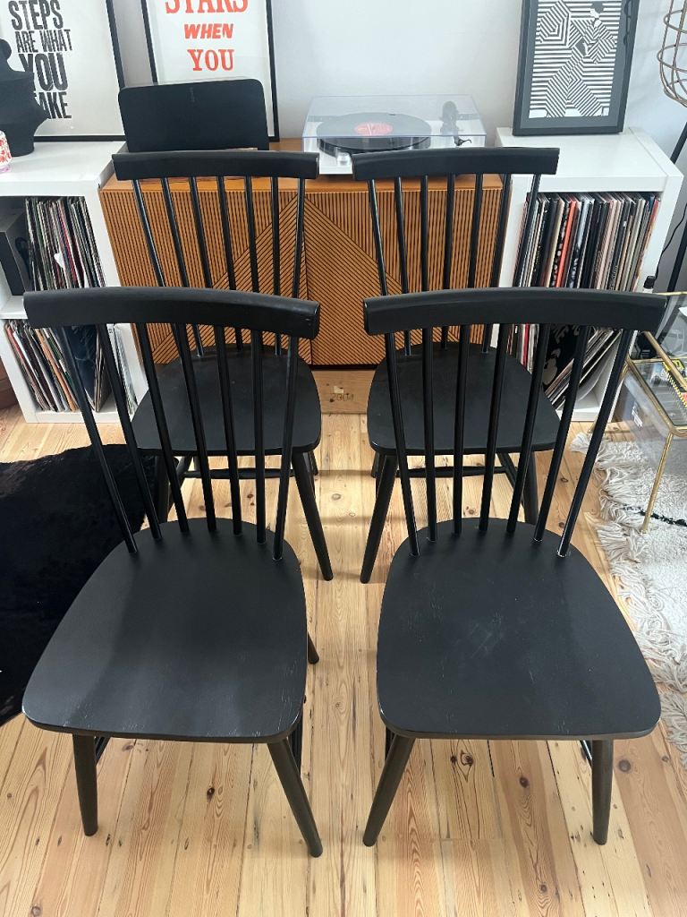 4 x black dining chairs 