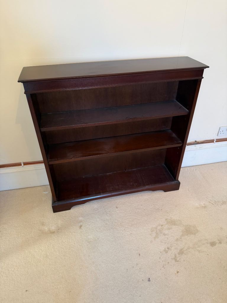 Good quality small antique style mahogany open bookcase , bookshelf