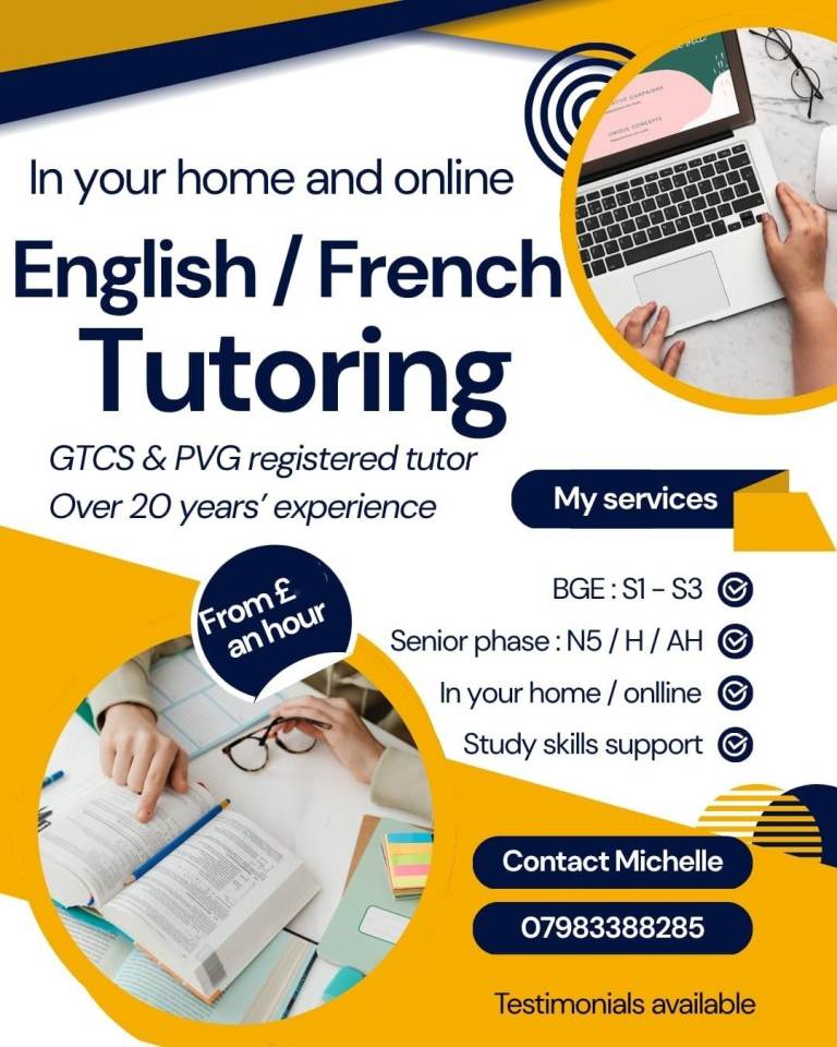 Tutor of English and French for N5 and Higher exams