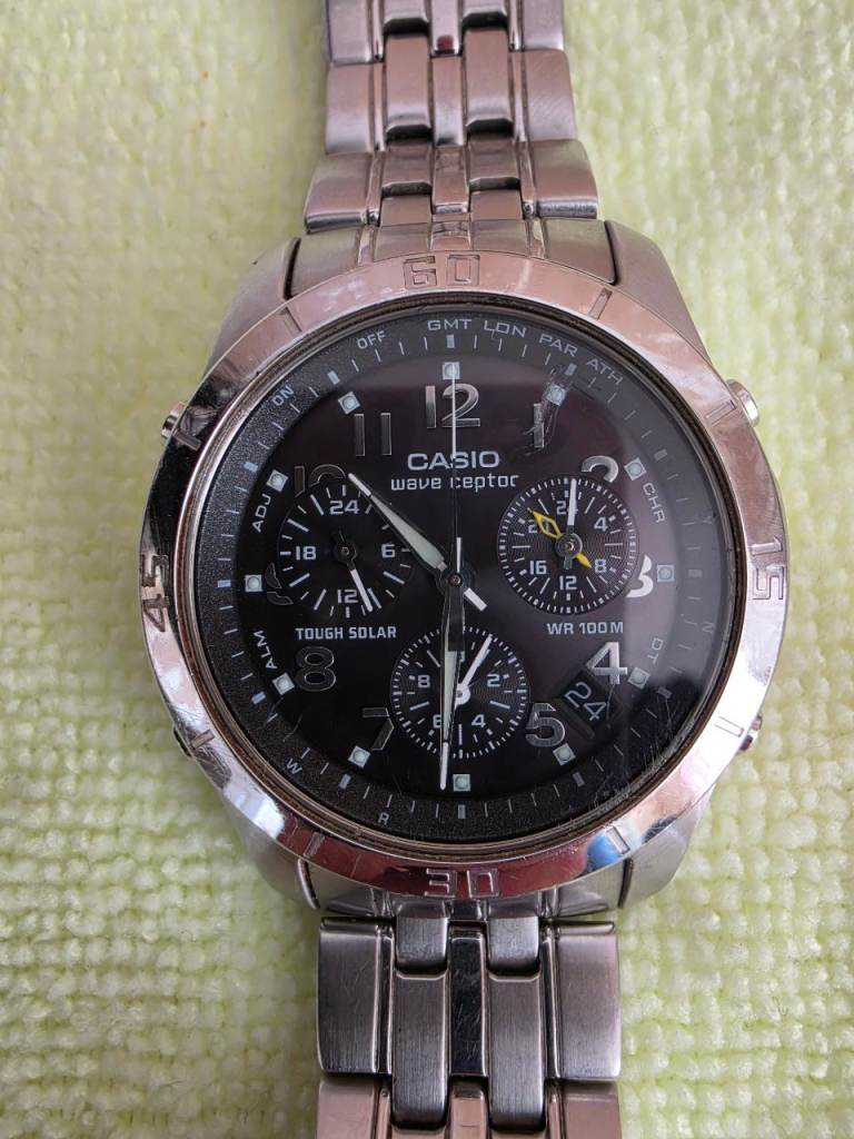 Casio Wave Ceptor WVA-600 Tough Solar Atomic World Time Steel 100m Watch.