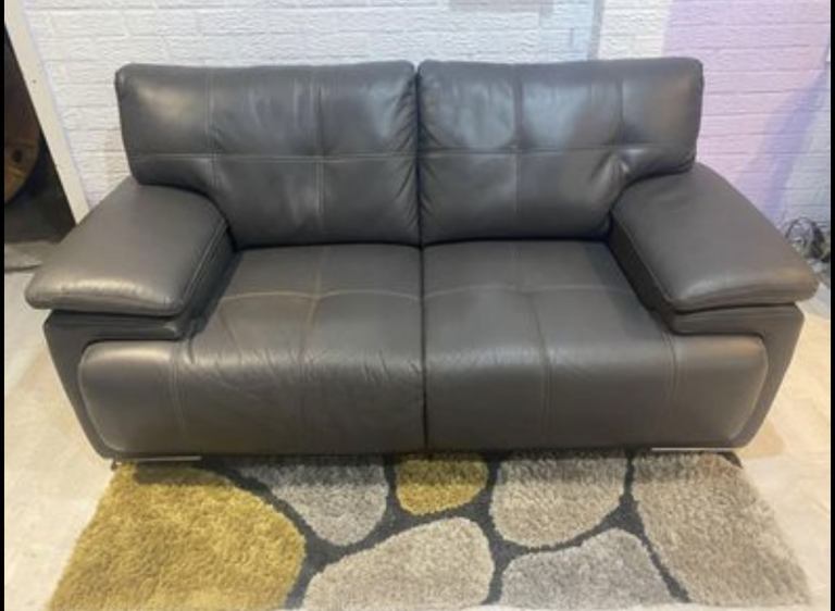 DFS Dark Grey Leather 2 Seater Sofa settee excellent condition