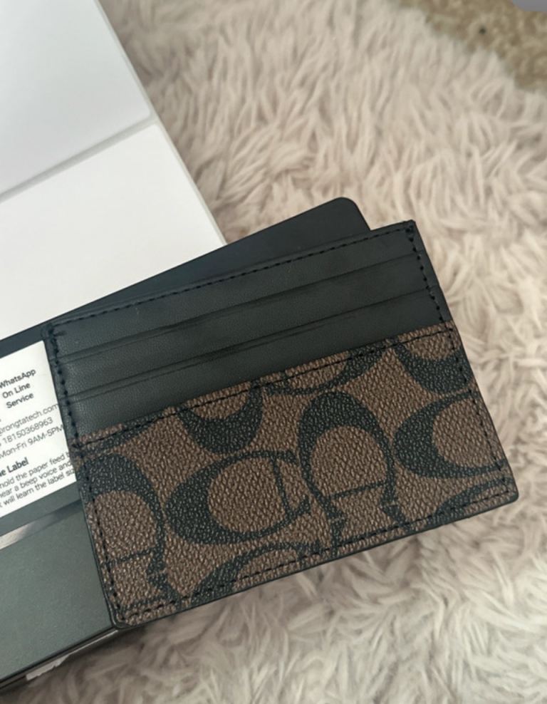 Coach Card Holder / Wallet – Brown & Black Monogram
