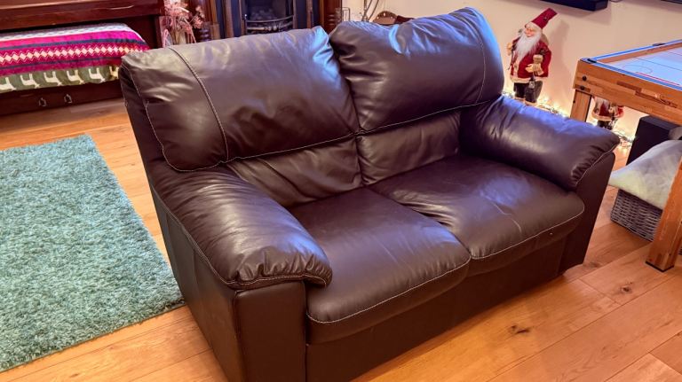 Brown Leather Sofa and Sitting chair (2 seater + 1 seater)