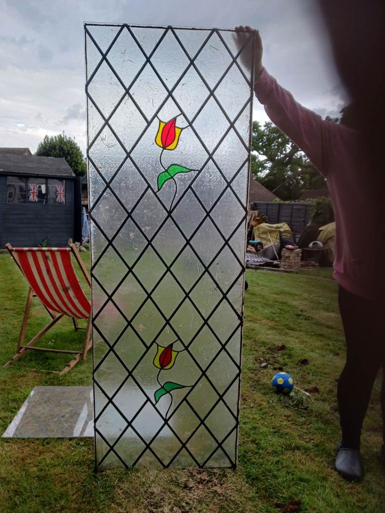 Large Leaded Light Glass Panel