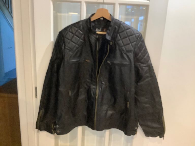 Real Leather Black Biker Jacket XL – Excellent Condition