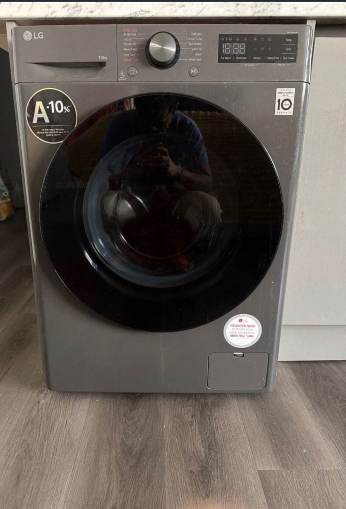 LG Washing Machine 10kg Capacity – Grey, Good Working Order