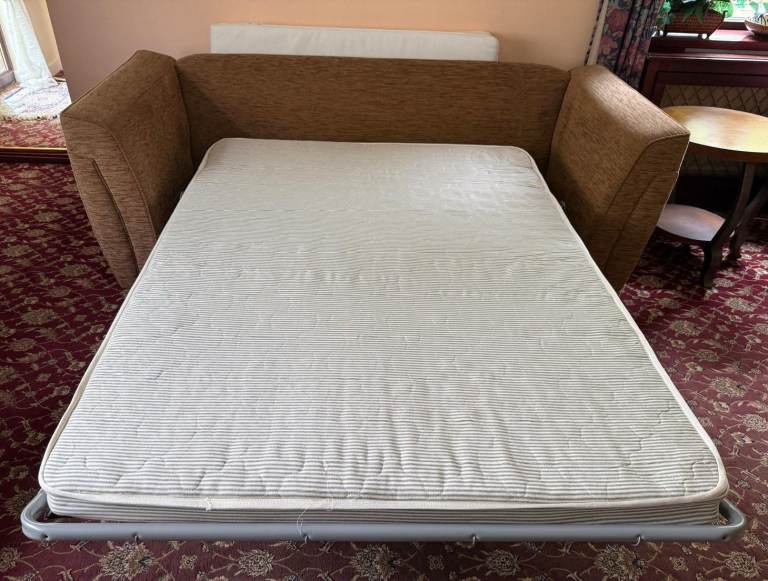 Comfortable Sofa Bed – Brown Fabric, Good Condition X2 available 
