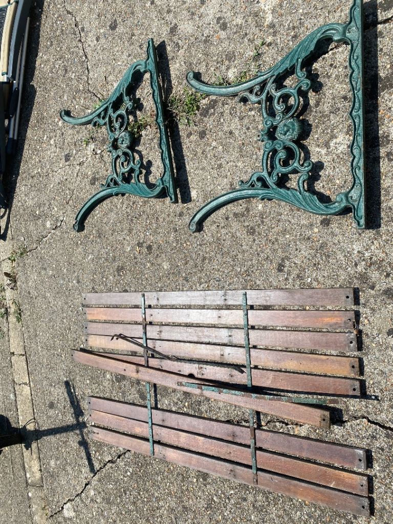 Cast Iron Garden Bench Ends with Wooden Slats