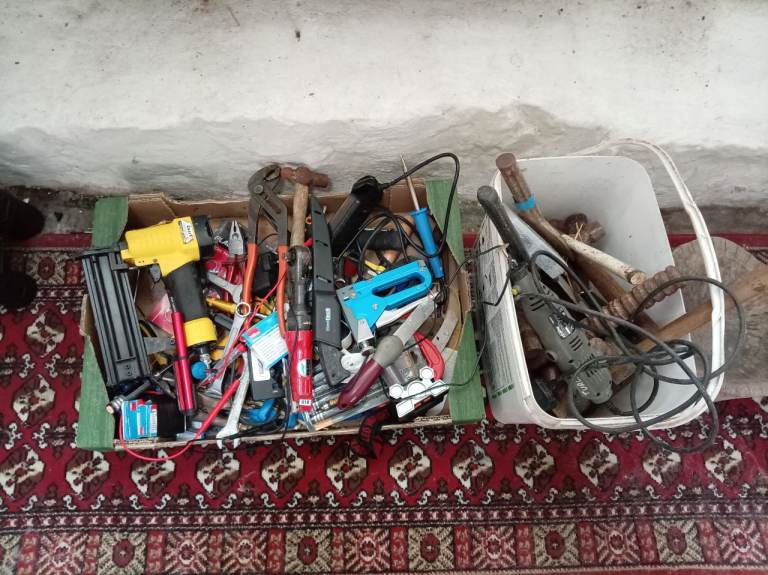 Large Box of Various Hand and Power Tools