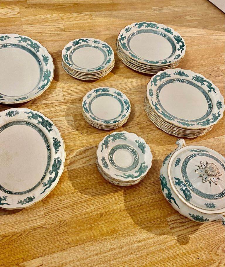 Antique 1930s Booths Dragon China crockery Set (38 Pieces)