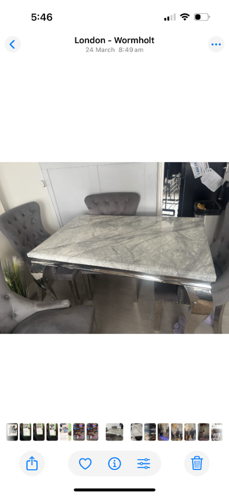Marble dining table and chairs 