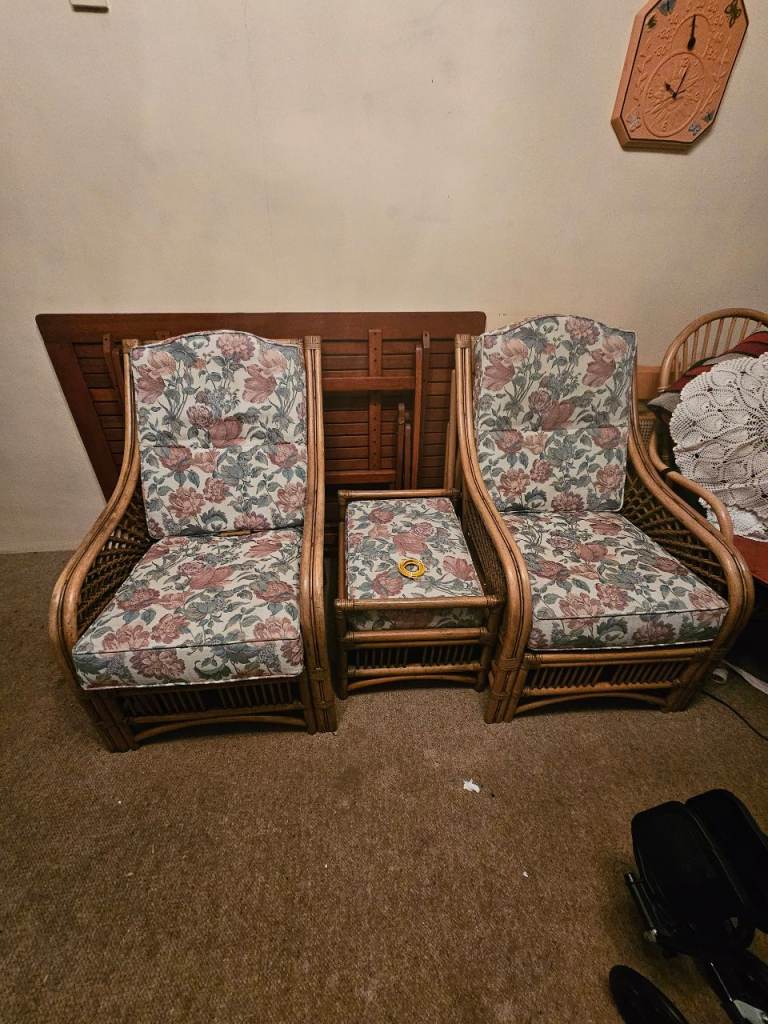 Conservatory furniture chairs with a footstool