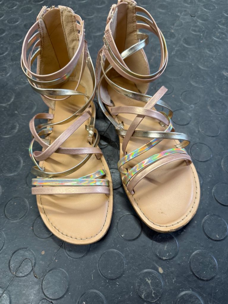 Girls strappy gold sandals