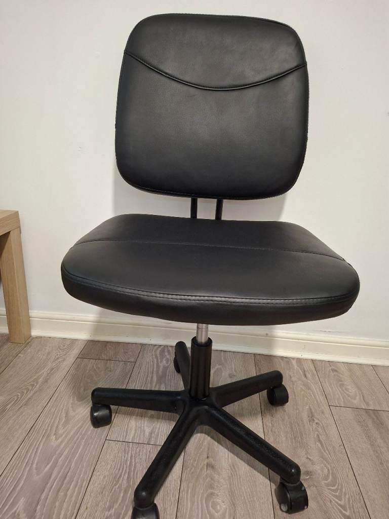 Black Faux Leather Computer Chair on Castor Wheels