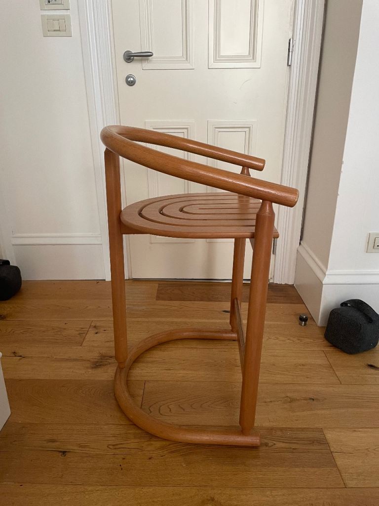 Stylish Brown Wooden Kitchen Stool with Curved Back