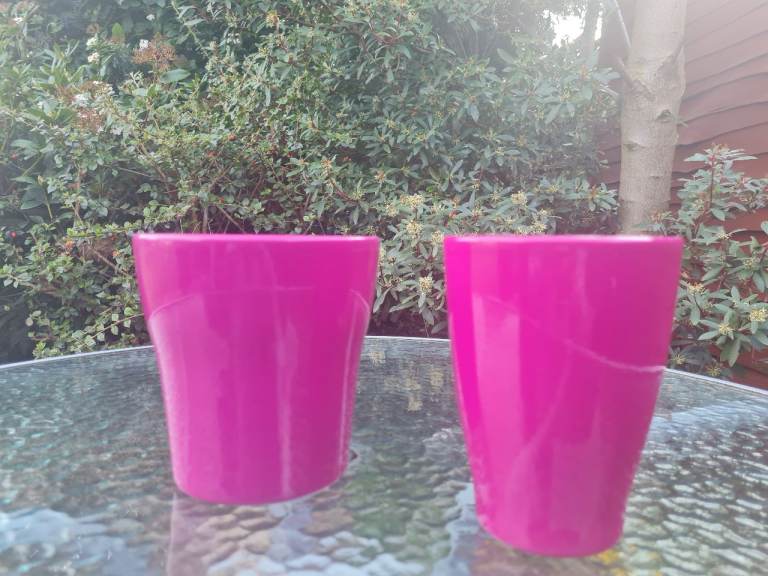 Two Pink Ceramic Planters – Great Condition