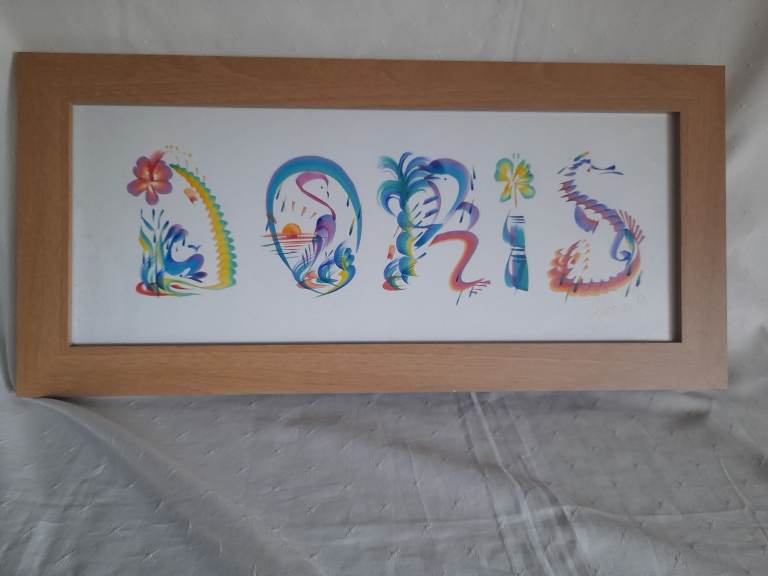 Hand Painted Framed Name Picture. DORIS. 