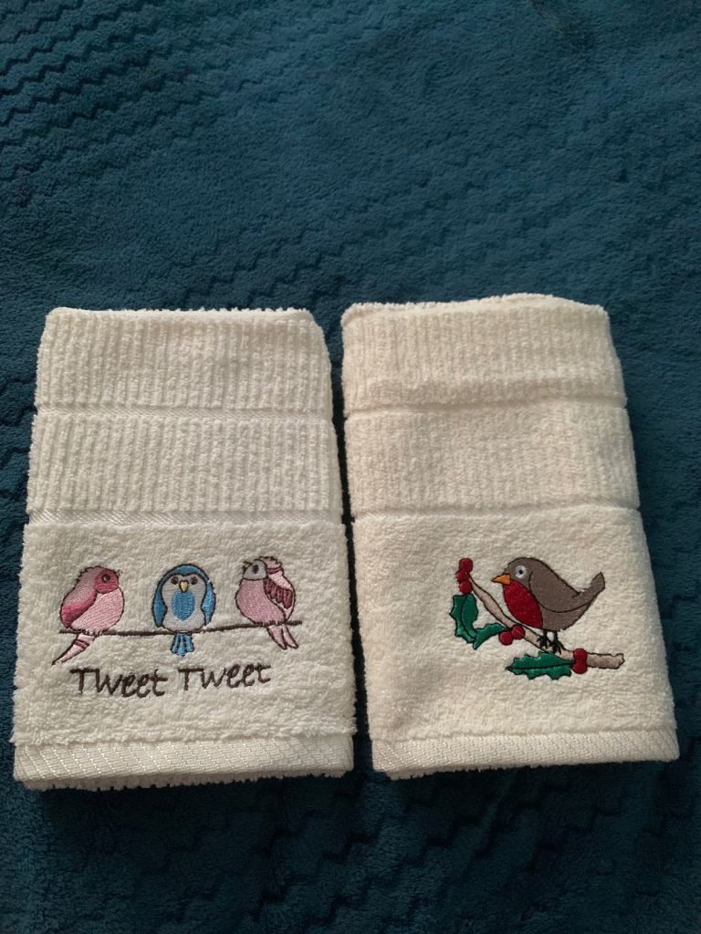 Rigg’s Christmas Robin & Tweet Tweet Birds Hand/Tea Towel, New