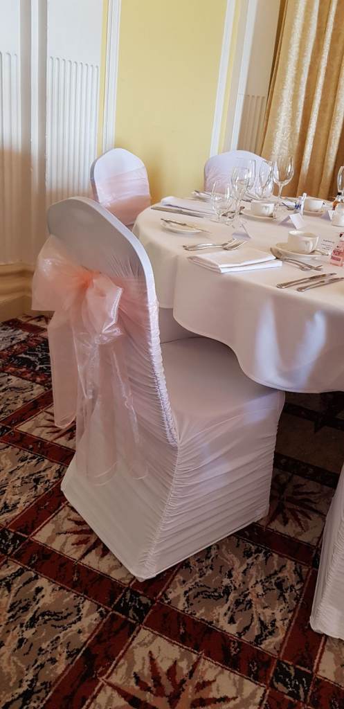 Pink organza chair sashes 