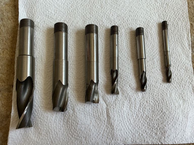 Set of 6 Metal Power Tool Drills / End Mills – Good Condition