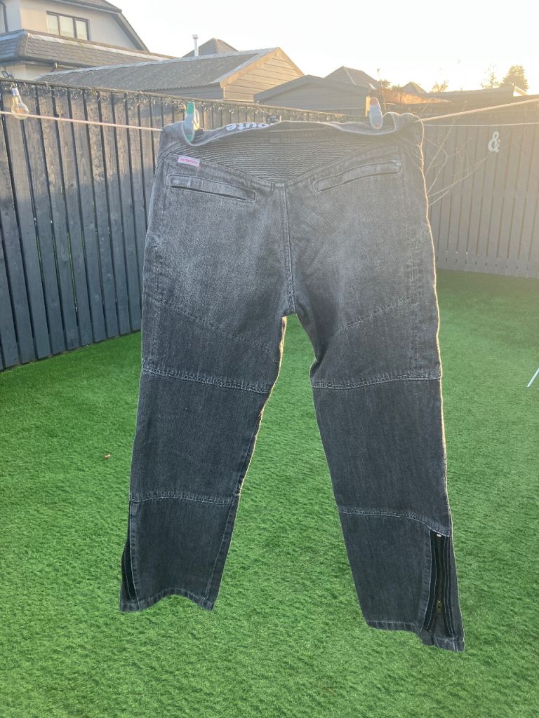 Red route kevlar motorcycle jeans