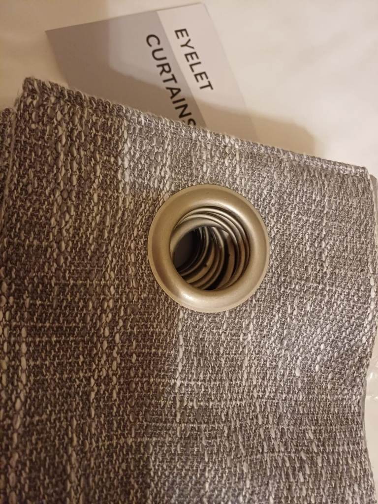EYELET CURTAINS GREY LUXURY WITH BLACKOUT LINING WIDE WIDTH X 90 DROP PAIR