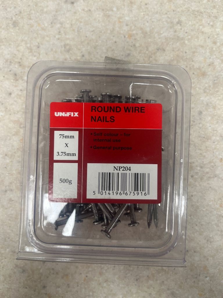UNIFIX Round Wire Nails 75mm x 3.75mm 500g - New