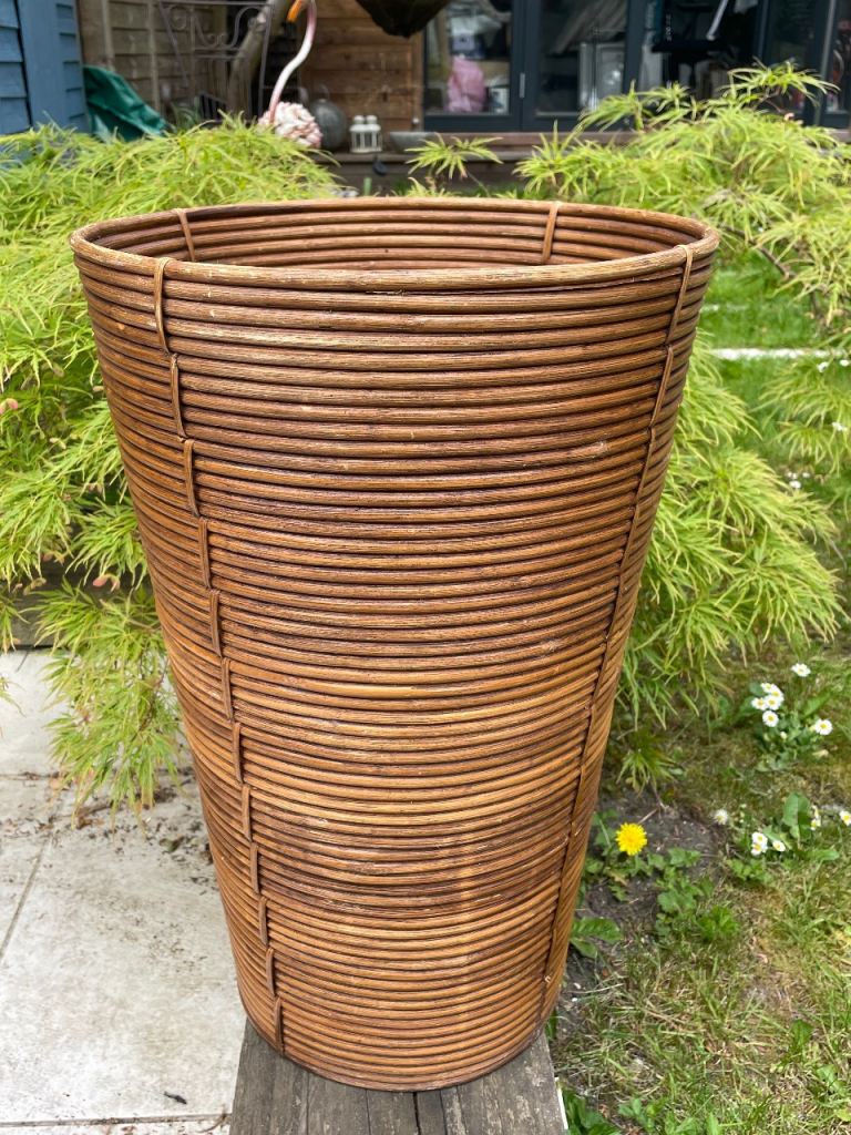 Large rattan basket or umbrella holder