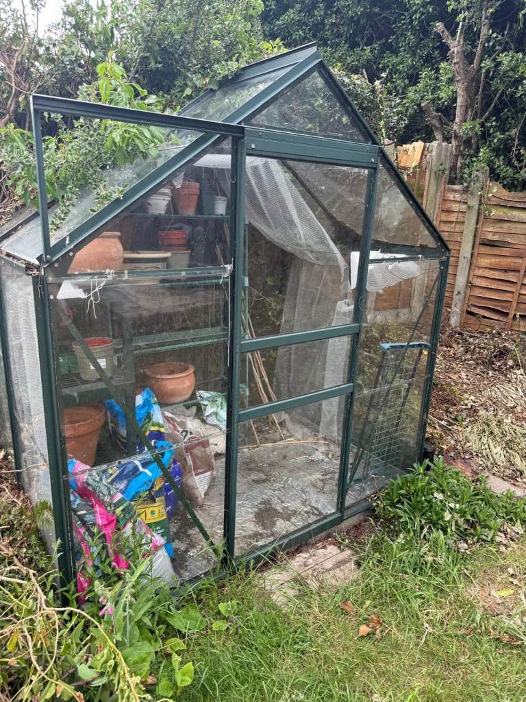  6 x 4 ft Green Greenhouse taken down + base