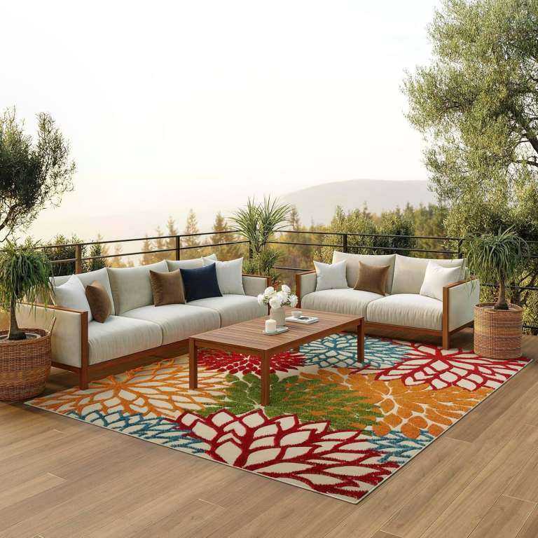 Nourison Aloha Indoor/Outdoor Floral 6'x9' Green Area Rug