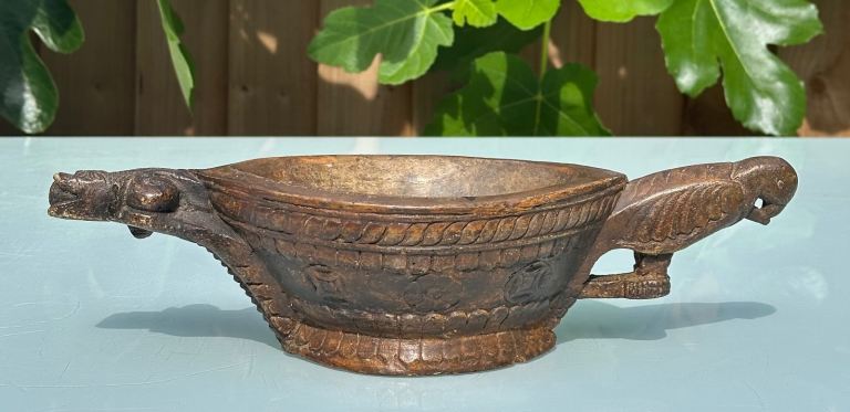 VINTAGE INDIAN KHARAL BOWL, MORTAR, VESSEL, or SCANDI ALE DRINKING BOWL, KUKSA? - WILL POST!