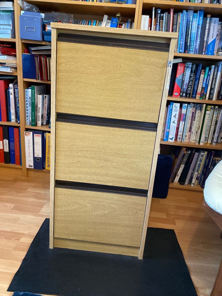 3 drawer Lockable Filing Cabinet Light wood effect