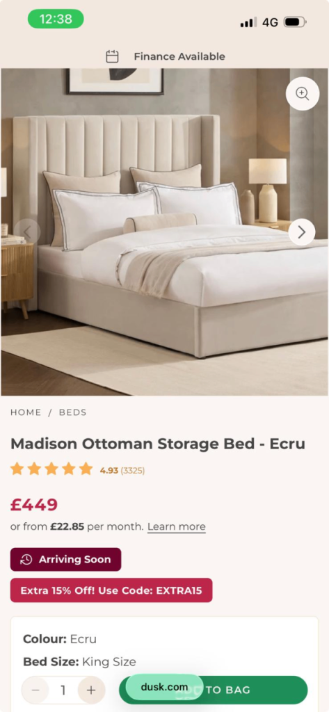 Kingsize storage bed with kingsize matress